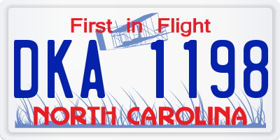 NC license plate DKA1198