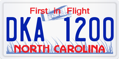 NC license plate DKA1200