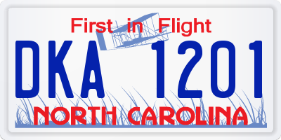 NC license plate DKA1201
