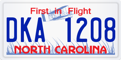 NC license plate DKA1208