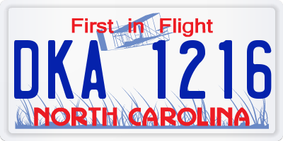 NC license plate DKA1216