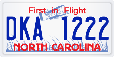 NC license plate DKA1222