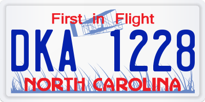 NC license plate DKA1228