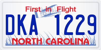 NC license plate DKA1229