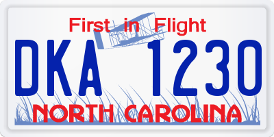 NC license plate DKA1230