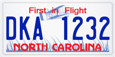 NC license plate DKA1232