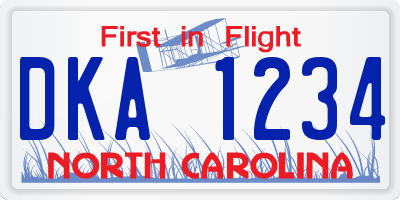 NC license plate DKA1234