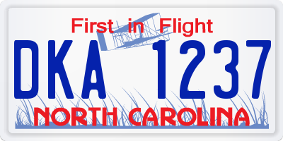 NC license plate DKA1237
