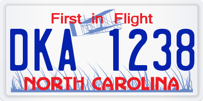 NC license plate DKA1238