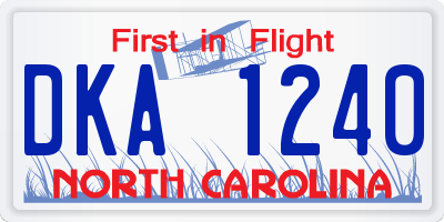 NC license plate DKA1240