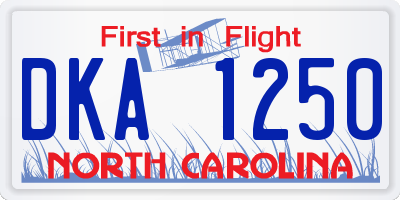NC license plate DKA1250