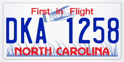 NC license plate DKA1258