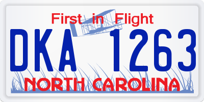 NC license plate DKA1263