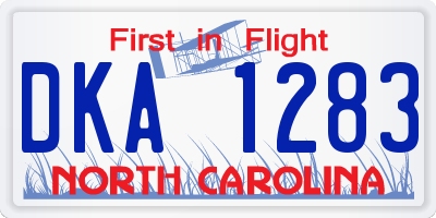 NC license plate DKA1283