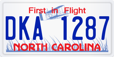 NC license plate DKA1287