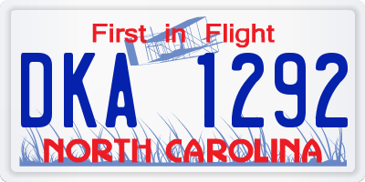 NC license plate DKA1292