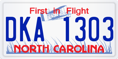 NC license plate DKA1303