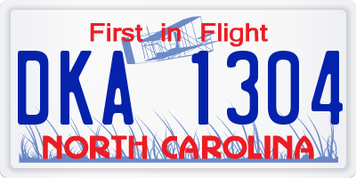 NC license plate DKA1304