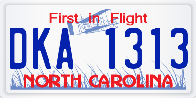 NC license plate DKA1313