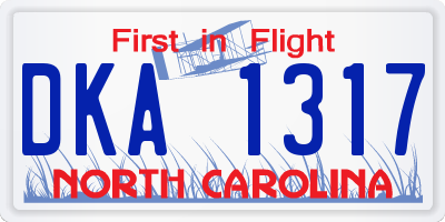 NC license plate DKA1317