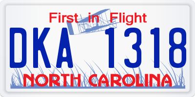 NC license plate DKA1318