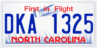NC license plate DKA1325