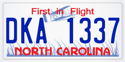 NC license plate DKA1337