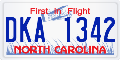 NC license plate DKA1342