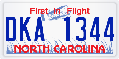 NC license plate DKA1344