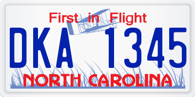 NC license plate DKA1345