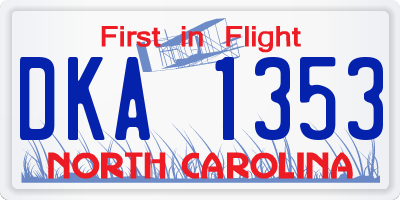 NC license plate DKA1353