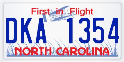 NC license plate DKA1354