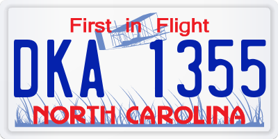 NC license plate DKA1355