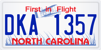 NC license plate DKA1357