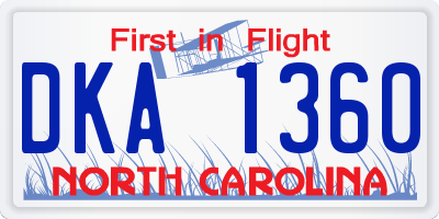 NC license plate DKA1360