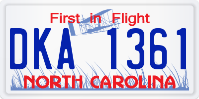 NC license plate DKA1361