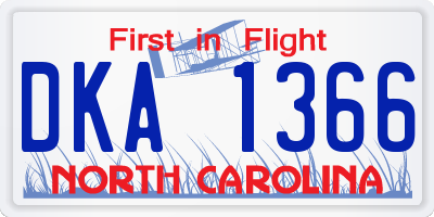 NC license plate DKA1366
