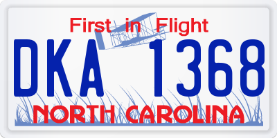 NC license plate DKA1368
