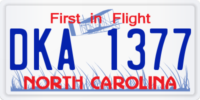 NC license plate DKA1377