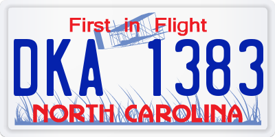 NC license plate DKA1383