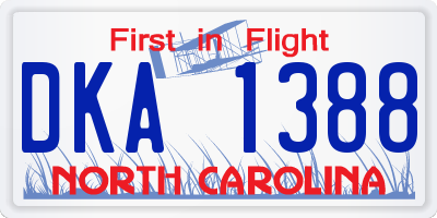 NC license plate DKA1388