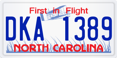 NC license plate DKA1389