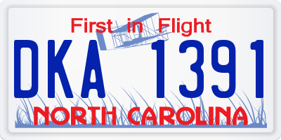 NC license plate DKA1391