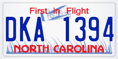 NC license plate DKA1394