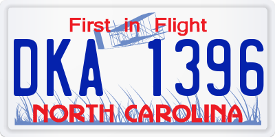 NC license plate DKA1396