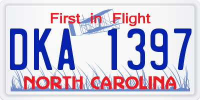 NC license plate DKA1397
