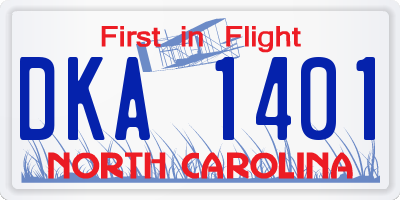 NC license plate DKA1401