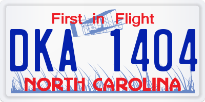 NC license plate DKA1404