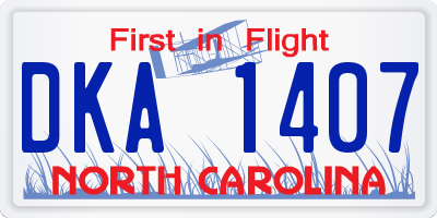 NC license plate DKA1407