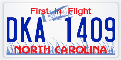 NC license plate DKA1409